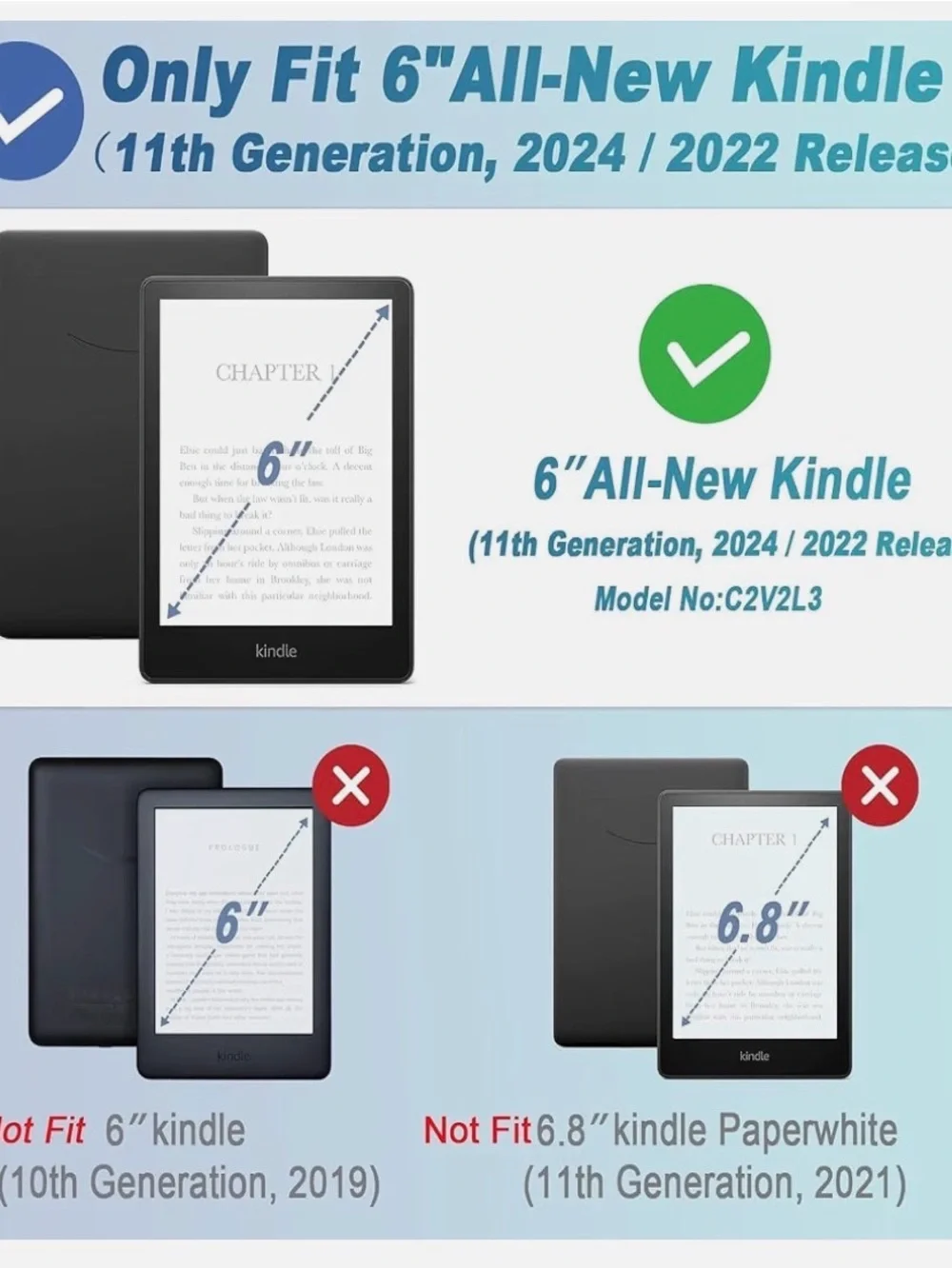 Case For All New 6 Inch Kindle 2024 And 2022 (11 Generation)